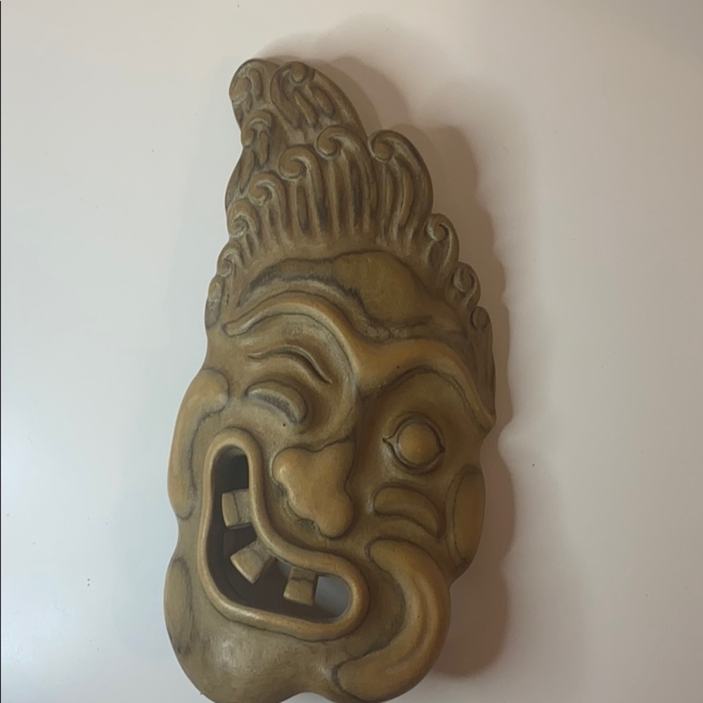 winking Buddha Wood mask hand carved